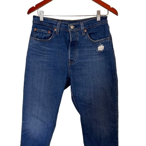 Levi's 501 Original Cropped Straight Leg Jeans- Charleston Fun - Picture 5 of 13
